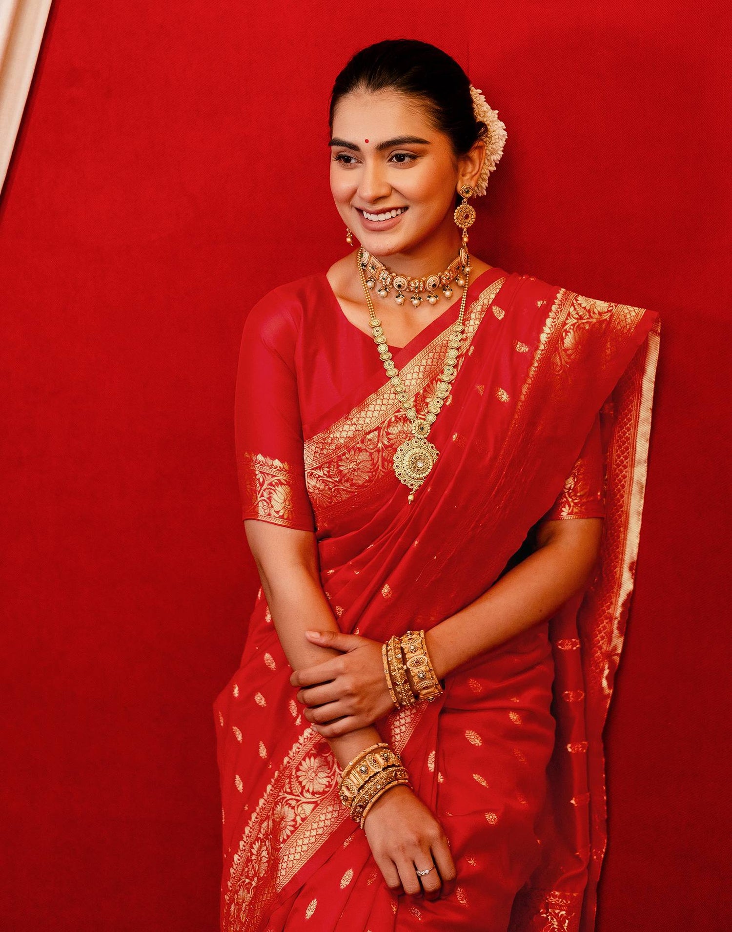 Red Silk Woven Banarasi Saree