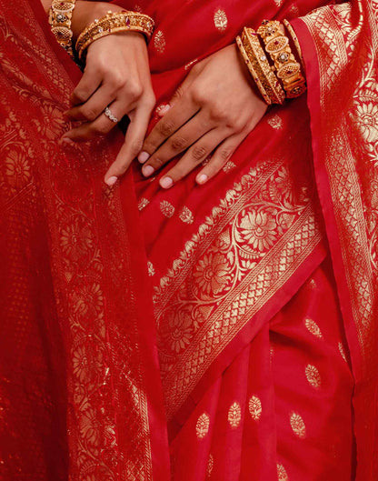 Red Silk Woven Banarasi Saree