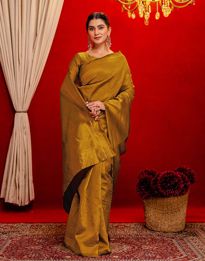 Mustard Yellow Silk Woven Banarasi Saree