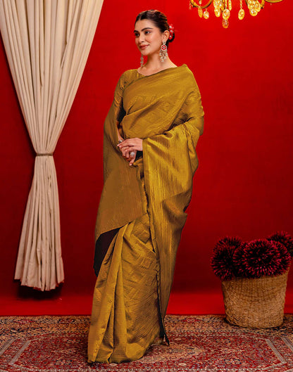 Mustard Yellow Silk Woven Banarasi Saree