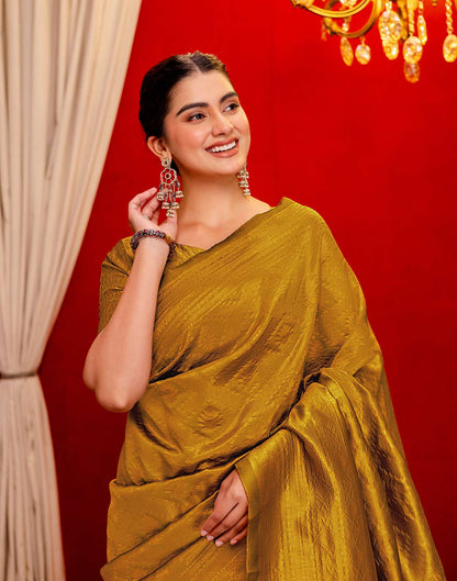 Mustard Yellow Silk Woven Banarasi Saree