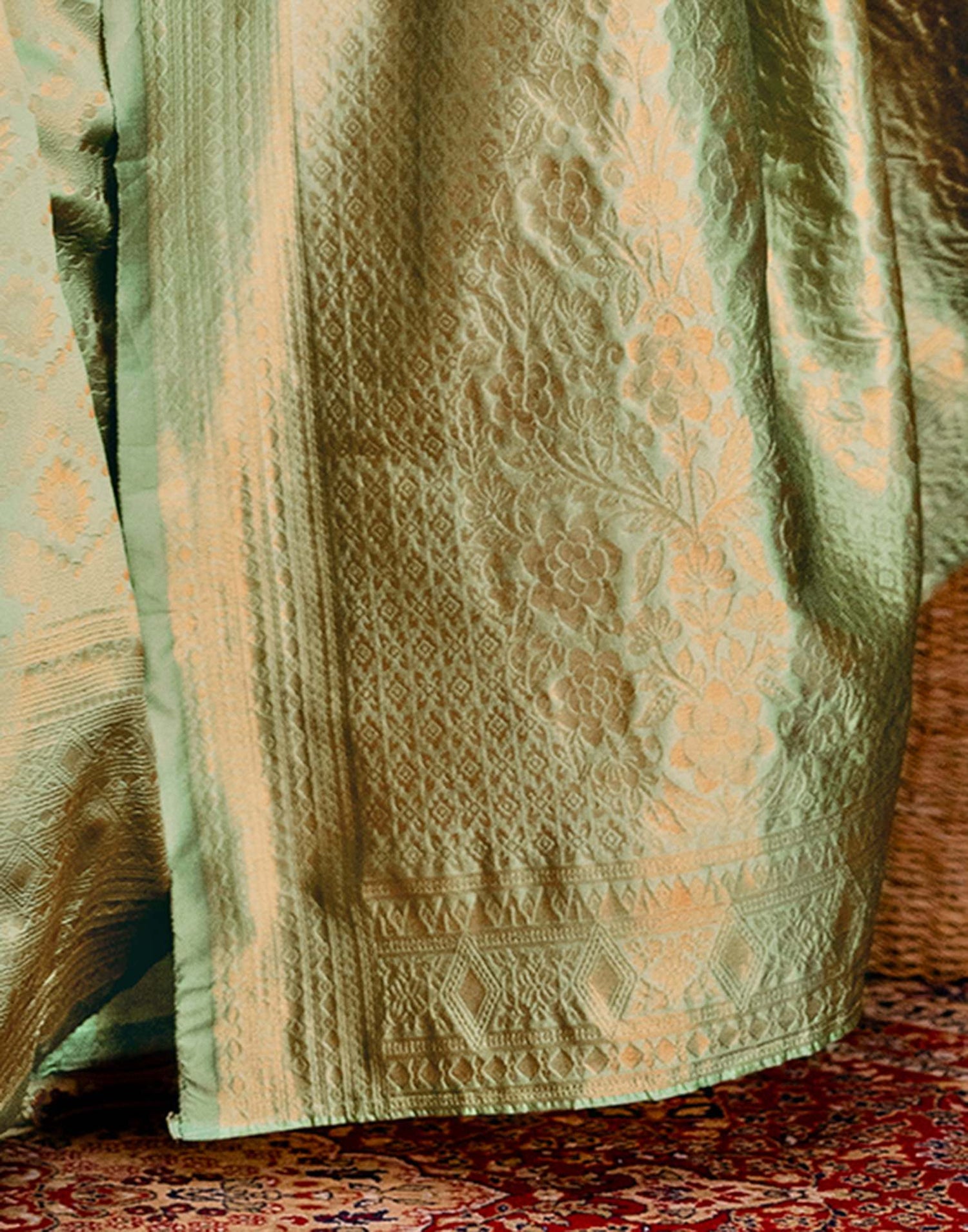 Mint Green Silk Woven Banarasi Saree