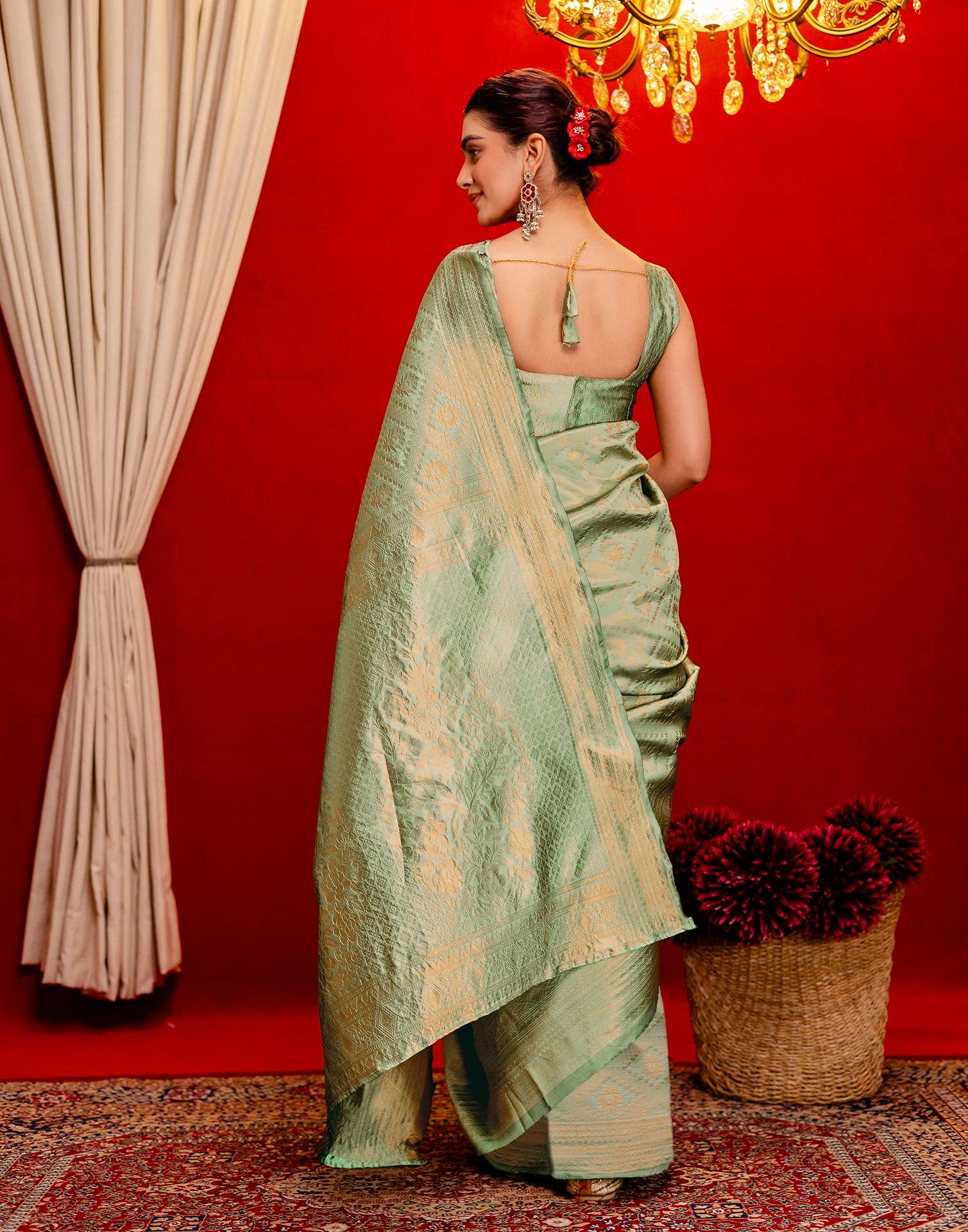 Mint Green Silk Woven Banarasi Saree