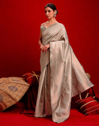 Grey Silk Woven Banarasi Saree