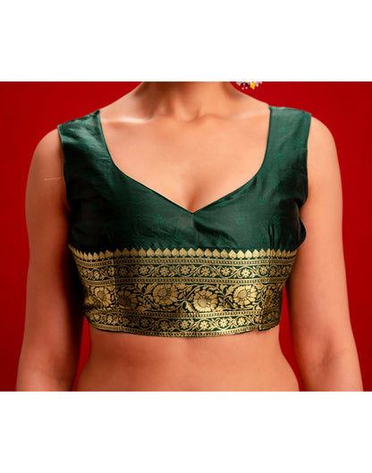 Dark Green Silk Woven Banarasi Saree