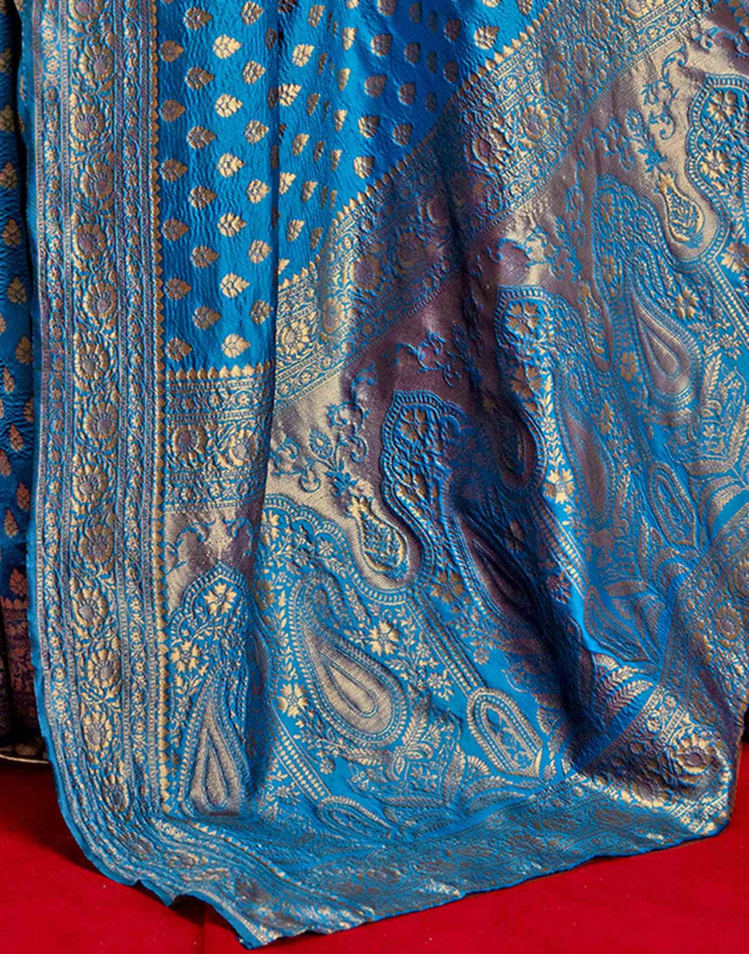 Sky Blue Silk Woven Banarasi Saree