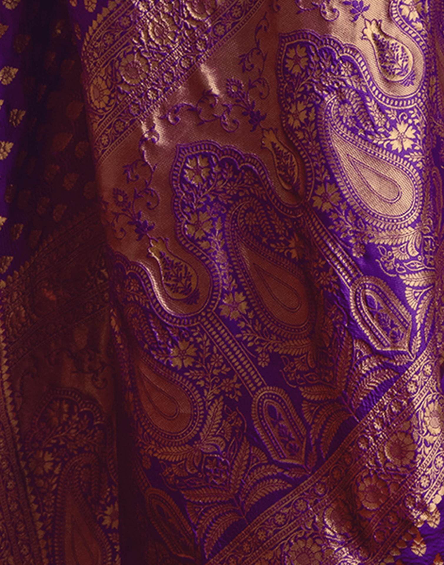 Violet Silk Woven Banarasi Saree