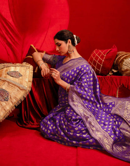 Violet Silk Woven Banarasi Saree