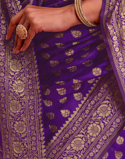 Violet Silk Woven Banarasi Saree