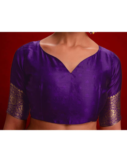 Violet Silk Woven Banarasi Saree