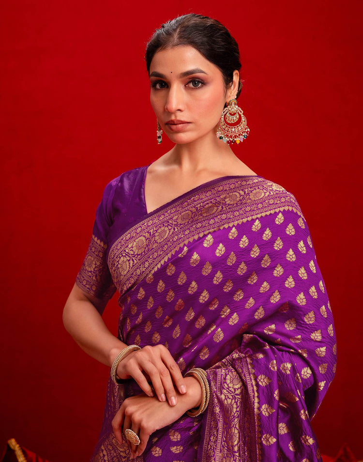 Purple Silk Woven Banarasi Saree