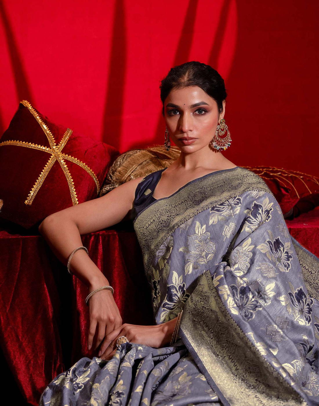Light Purple Chanderi Cotton Woven Banarasi Saree
