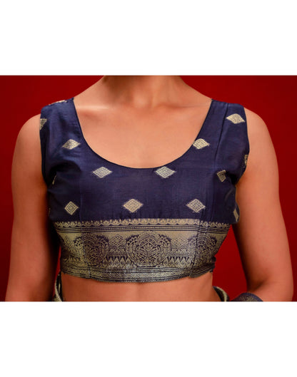 Light Purple Chanderi Cotton Woven Banarasi Saree