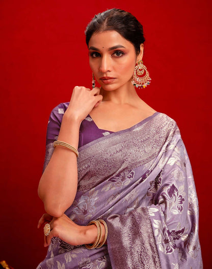 Magenta Chanderi Cotton Woven Banarasi Saree