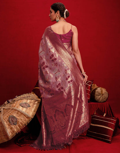 Pink Chanderi Cotton Woven Banarasi Saree