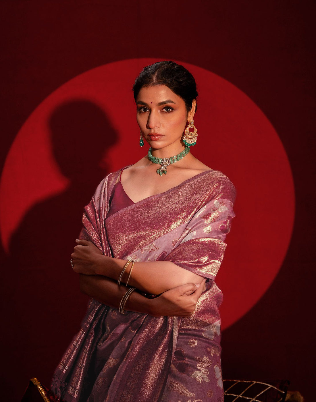 Pink Chanderi Cotton Woven Banarasi Saree