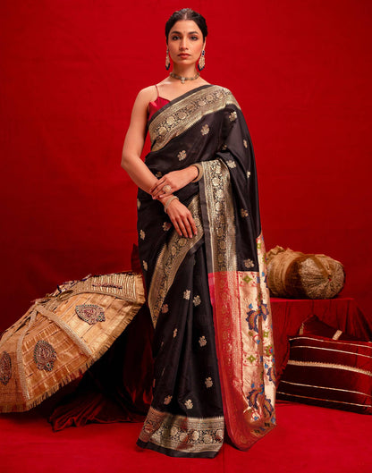 Black Silk Woven Paithani Saree