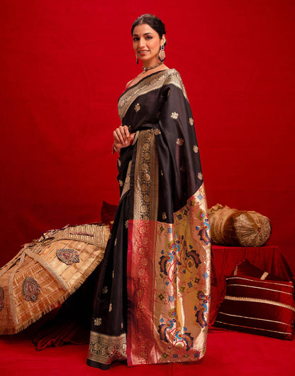 Black Silk Woven Paithani Saree