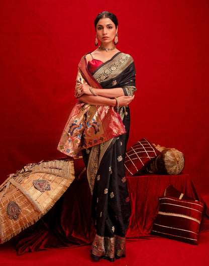 Black Silk Woven Paithani Saree