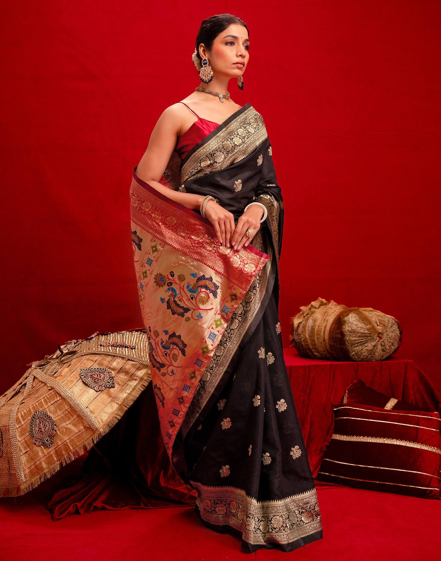 Black Silk Woven Paithani Saree