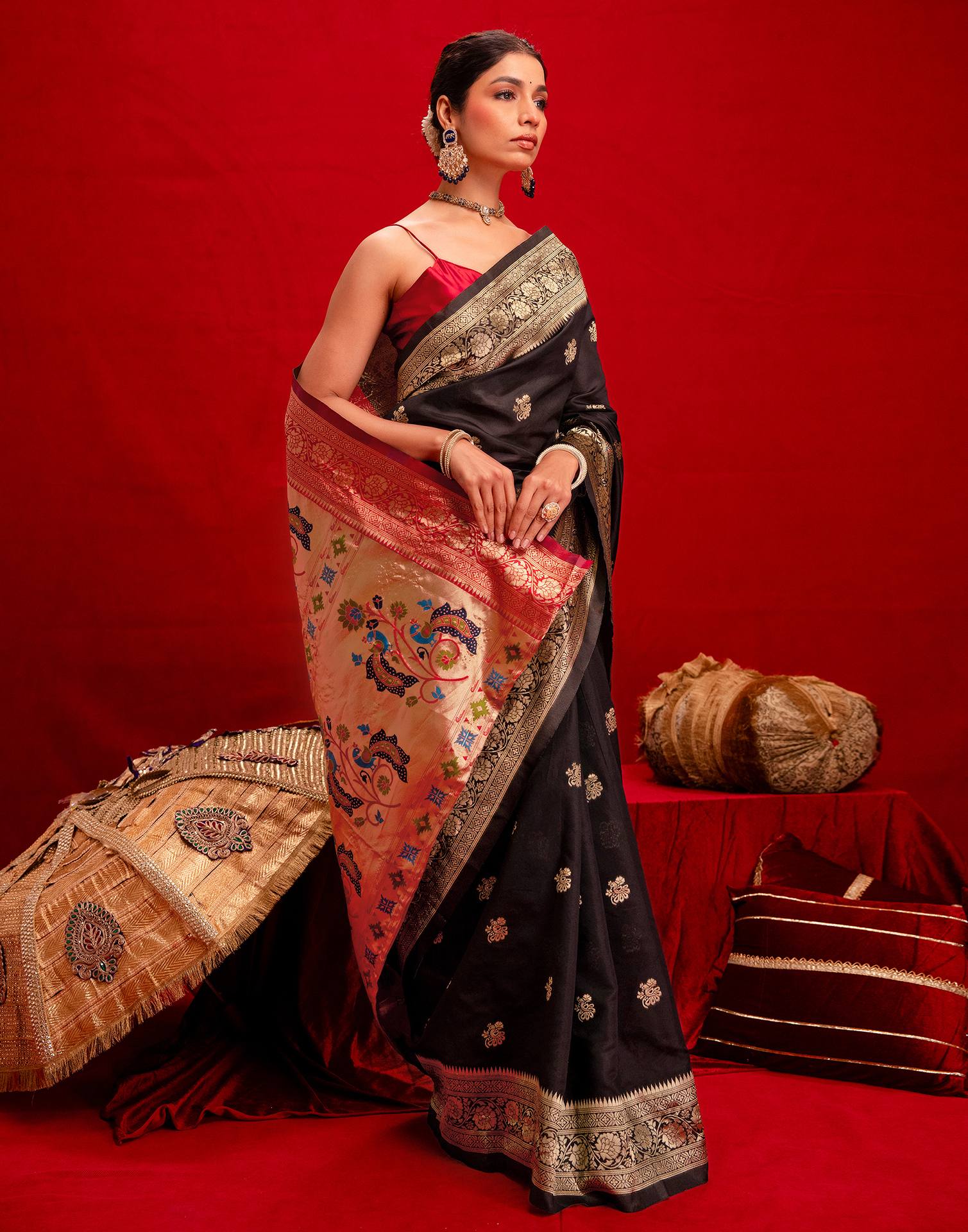 Black Silk Woven Paithani Saree