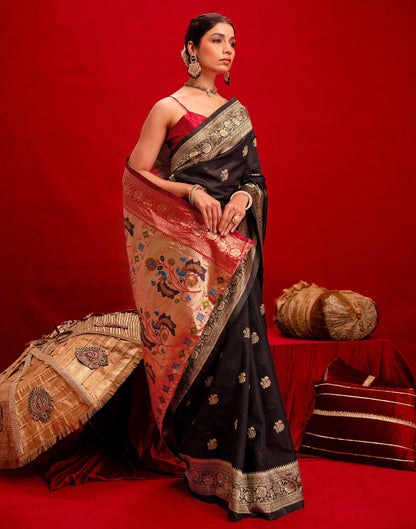 Black Silk Woven Paithani Saree