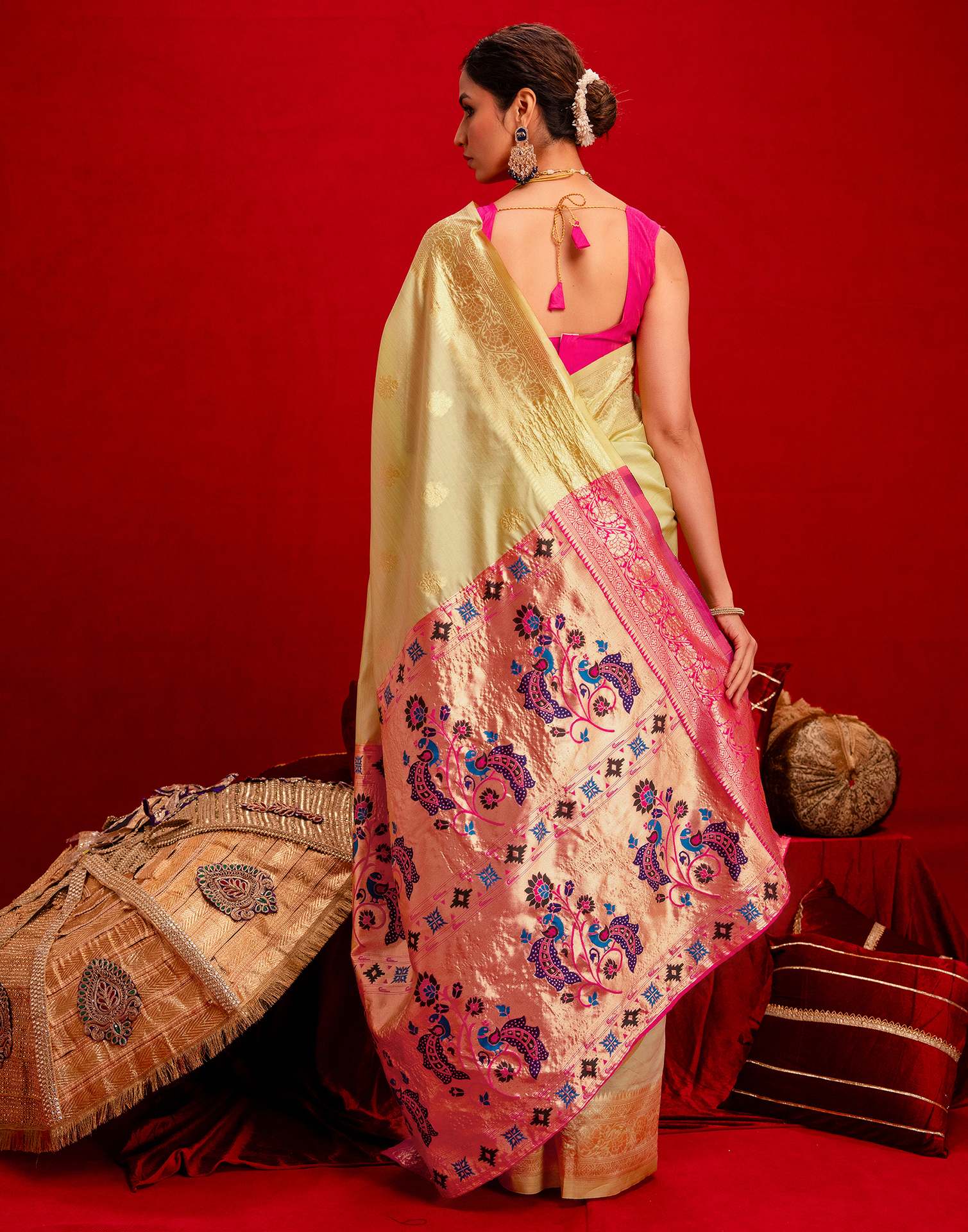 Pista Green Silk Woven Paithani Saree