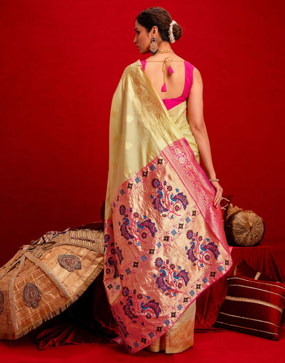 Pista Green Silk Woven Paithani Saree