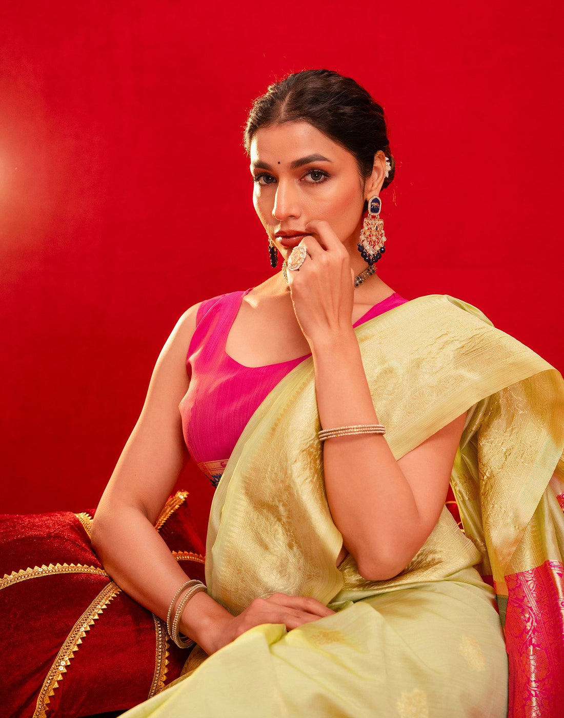 Pista Green Silk Woven Paithani Saree