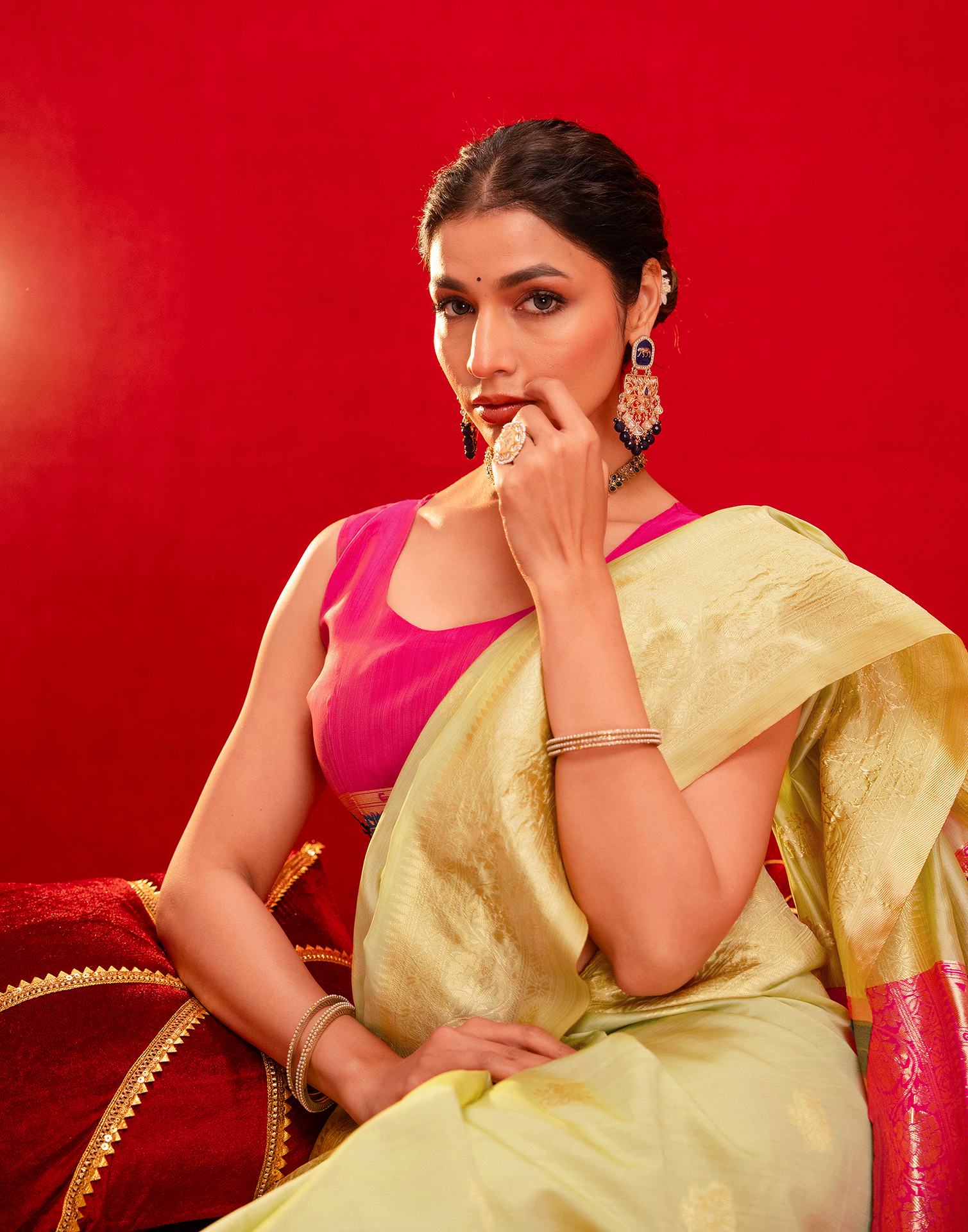 Pista Green Silk Woven Paithani Saree