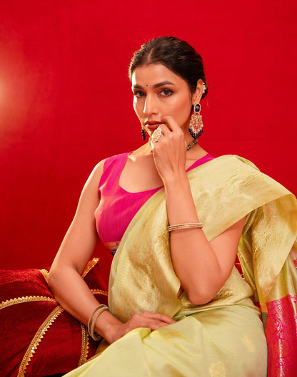 Pista Green Silk Woven Paithani Saree