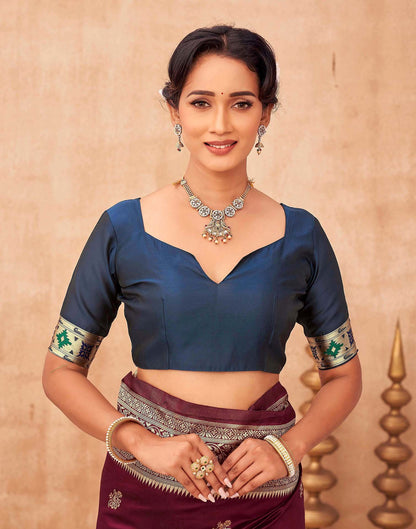 Maroon Silk Woven Paithani Saree