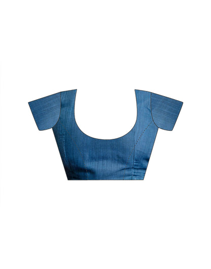 Ready To Wear Blue Linen Printed Saree