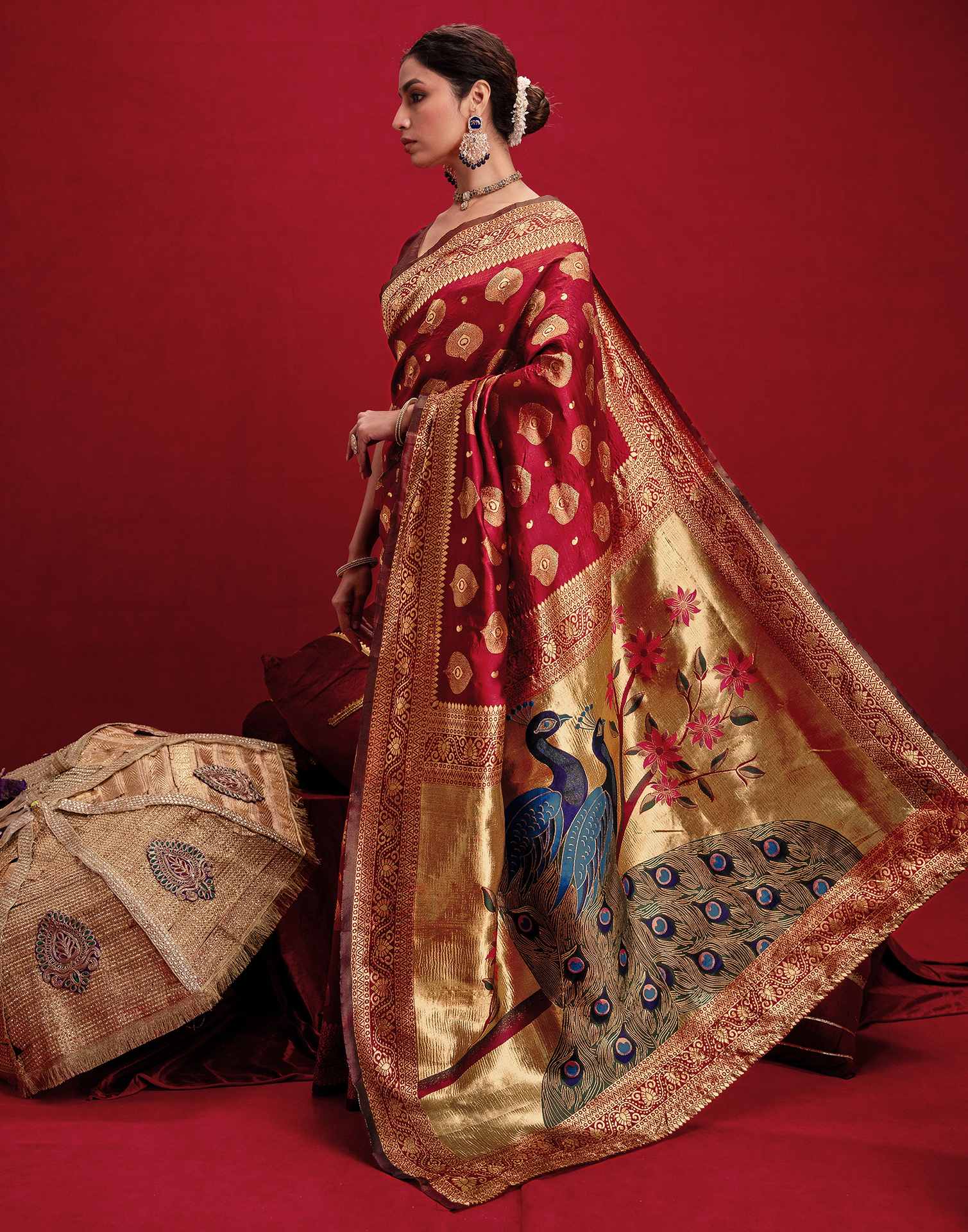 Red Silk Woven Banarasi Saree