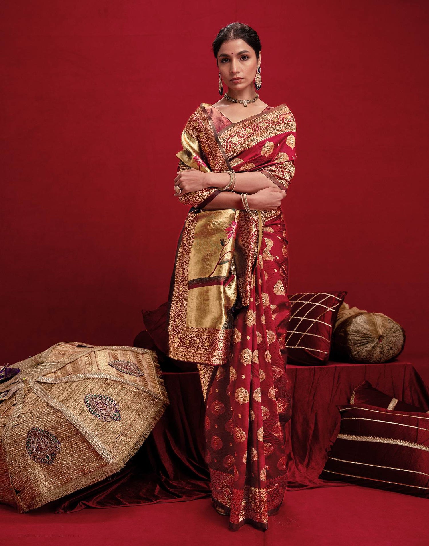 Red Silk Woven Banarasi Saree