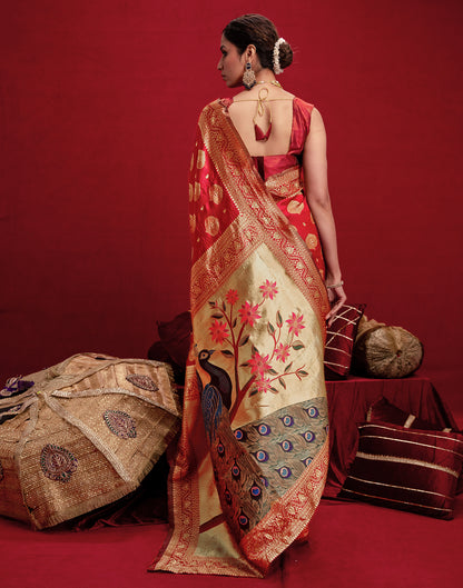 Red Silk Woven Banarasi Saree