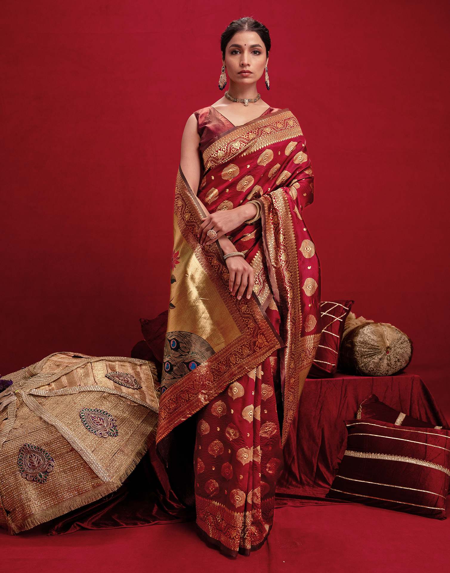 Red Silk Woven Banarasi Saree
