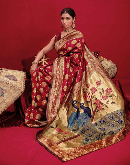 Red Silk Woven Banarasi Saree