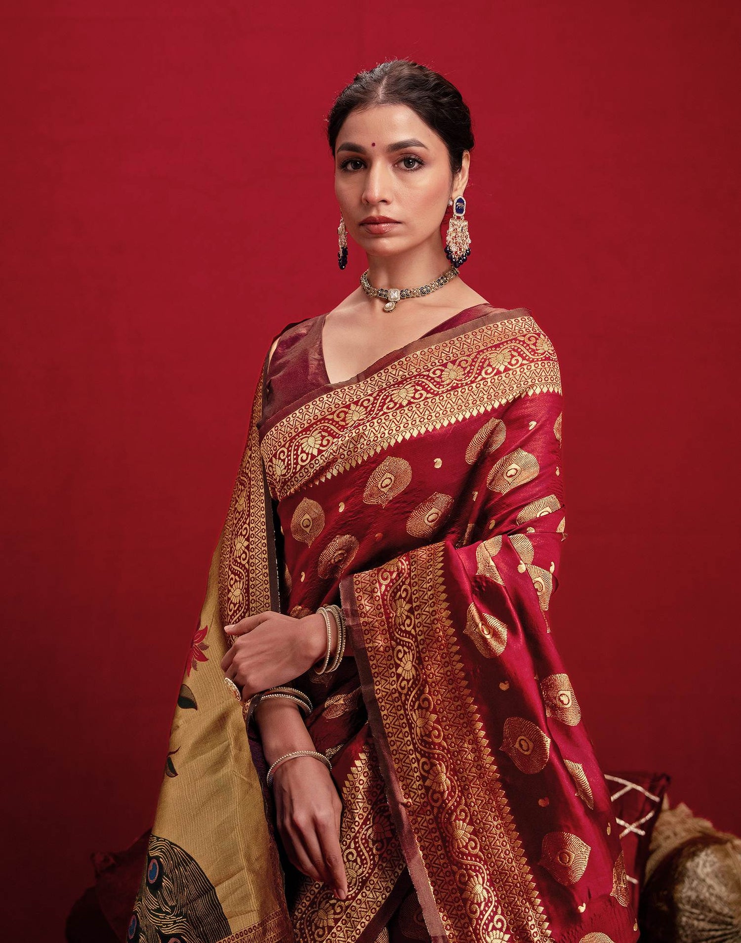 Red Silk Woven Banarasi Saree
