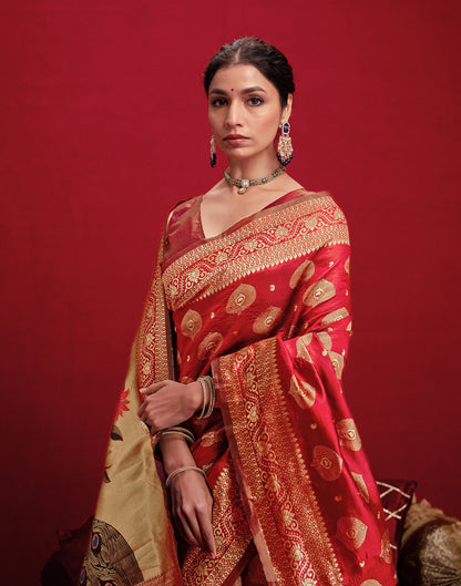 Red Silk Woven Banarasi Saree