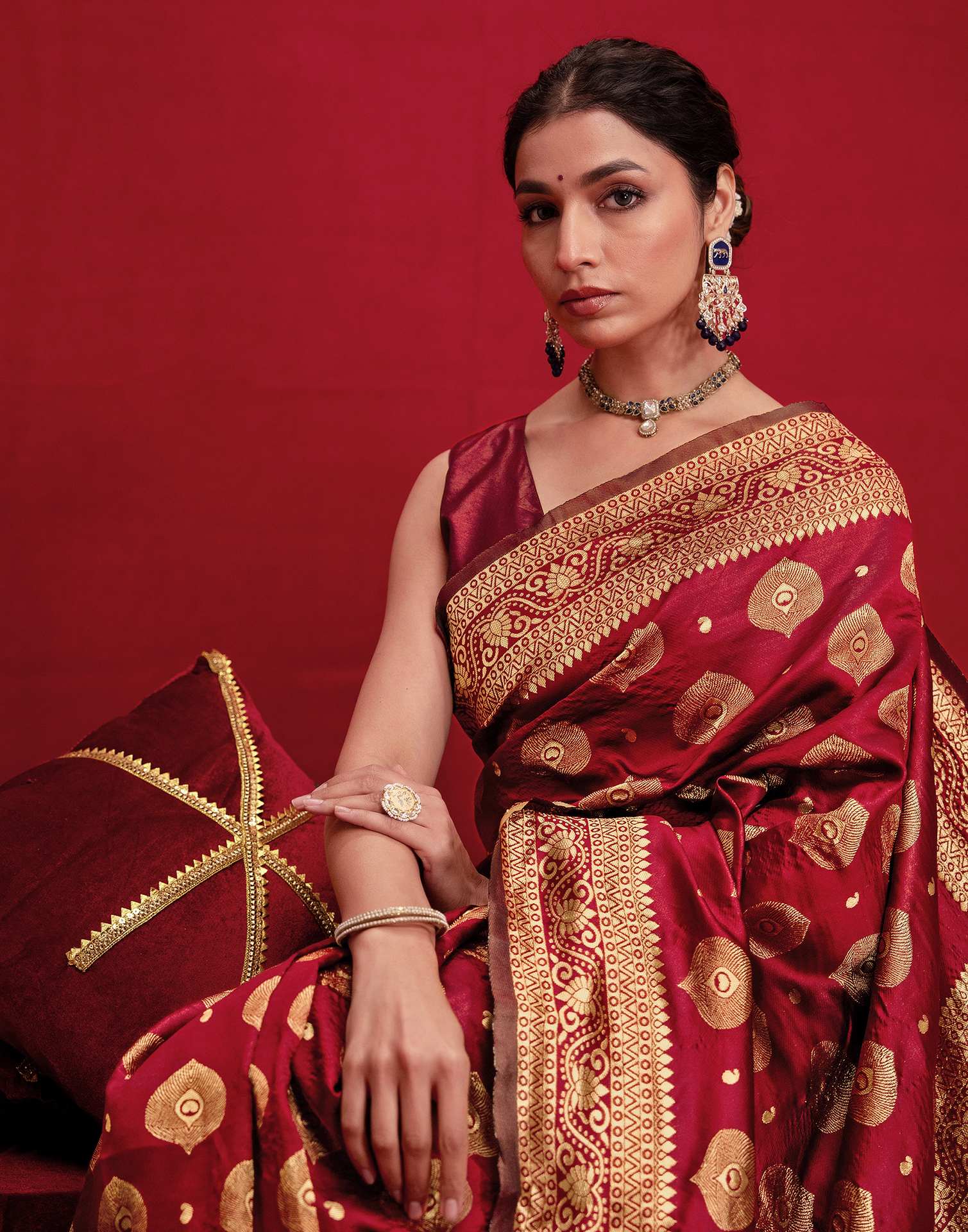 Red Silk Woven Banarasi Saree