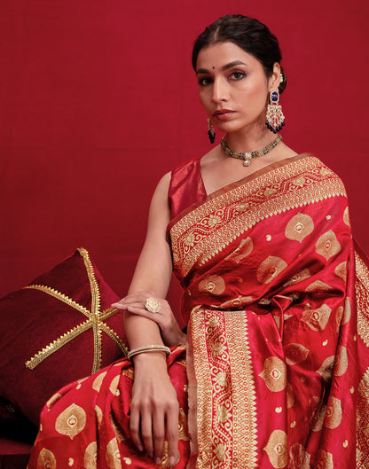 Red Silk Woven Banarasi Saree