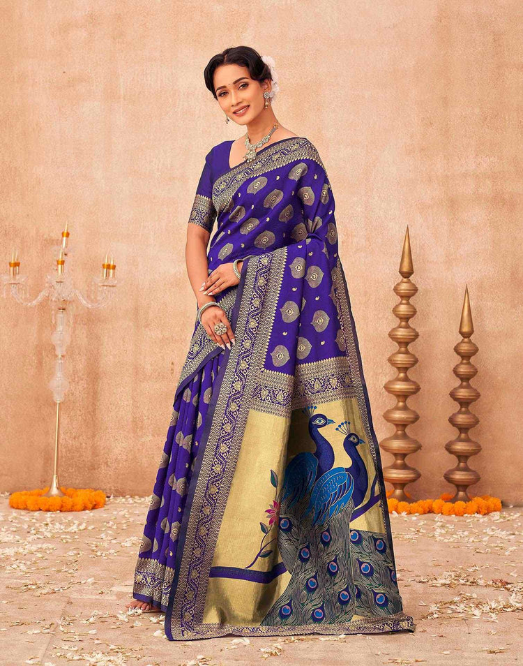 Purple Silk Woven Banarasi Saree
