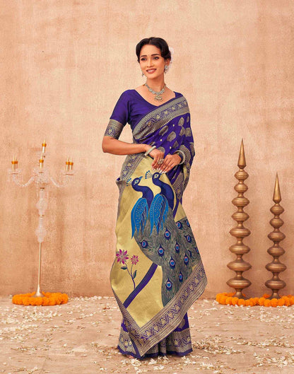Purple Silk Woven Banarasi Saree