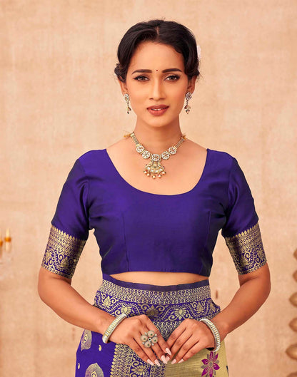 Purple Silk Woven Banarasi Saree