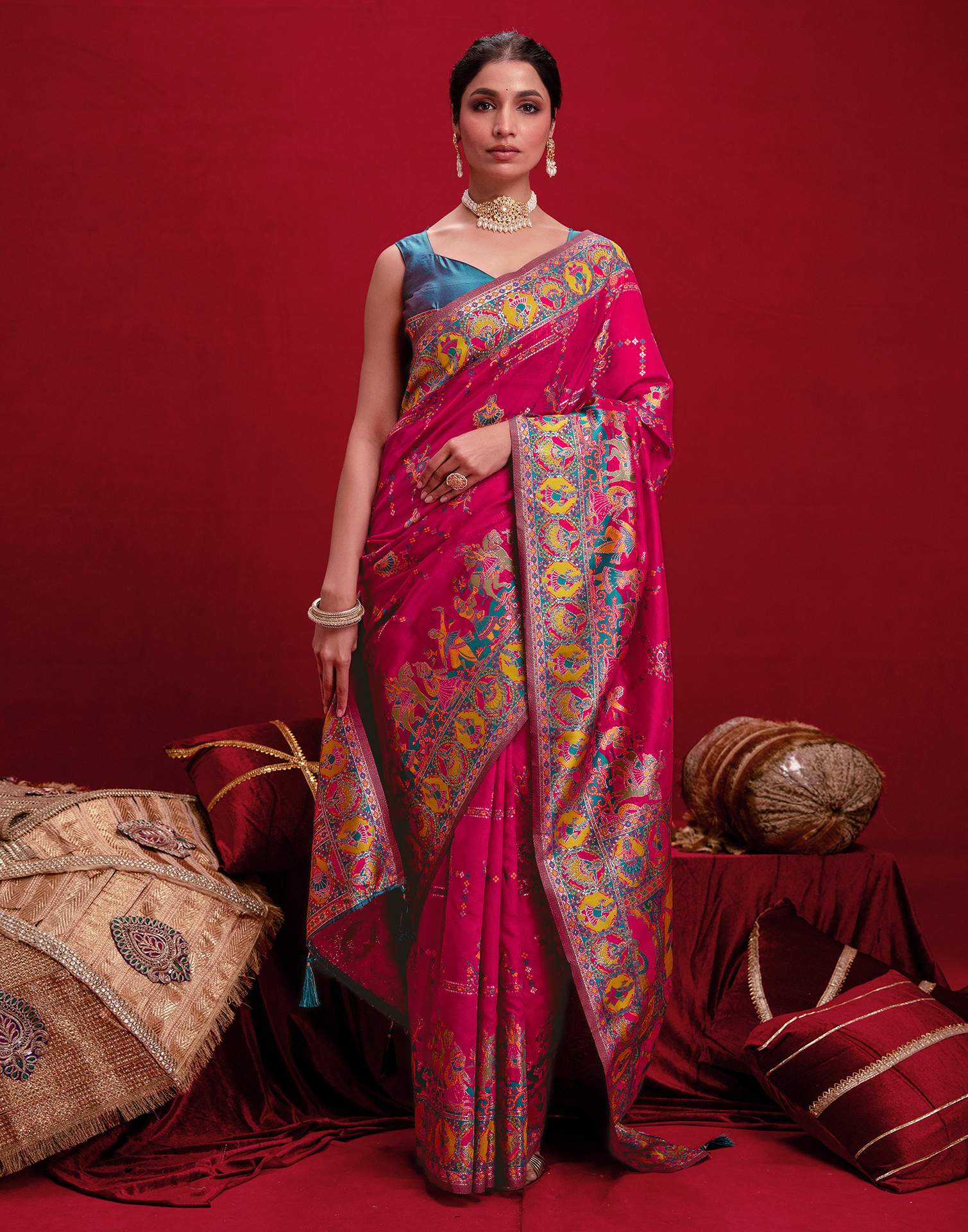 Rani Pink Silk Woven Paithani Saree