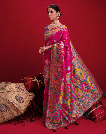 Rani Pink Silk Woven Paithani Saree