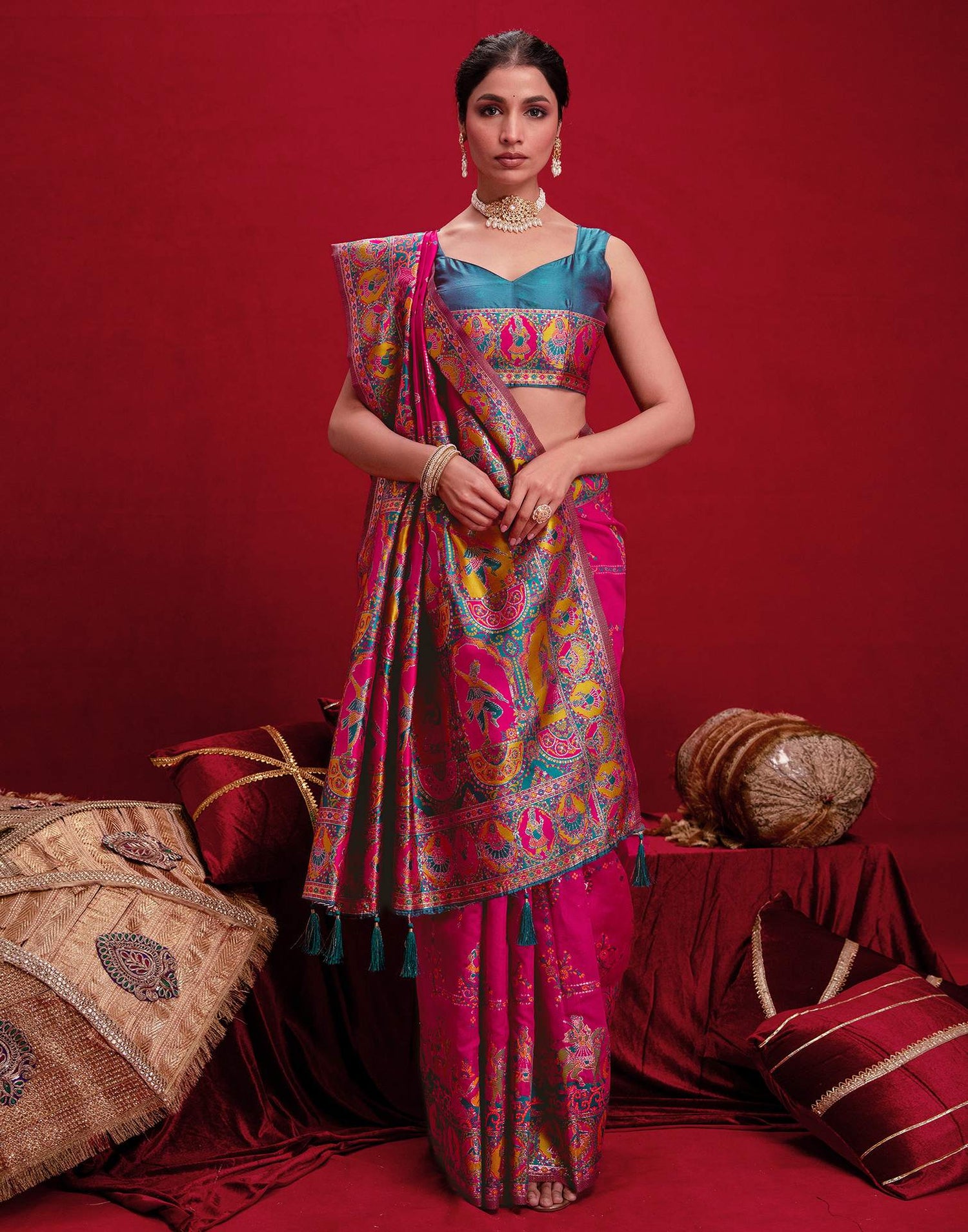 Rani Pink Silk Woven Paithani Saree