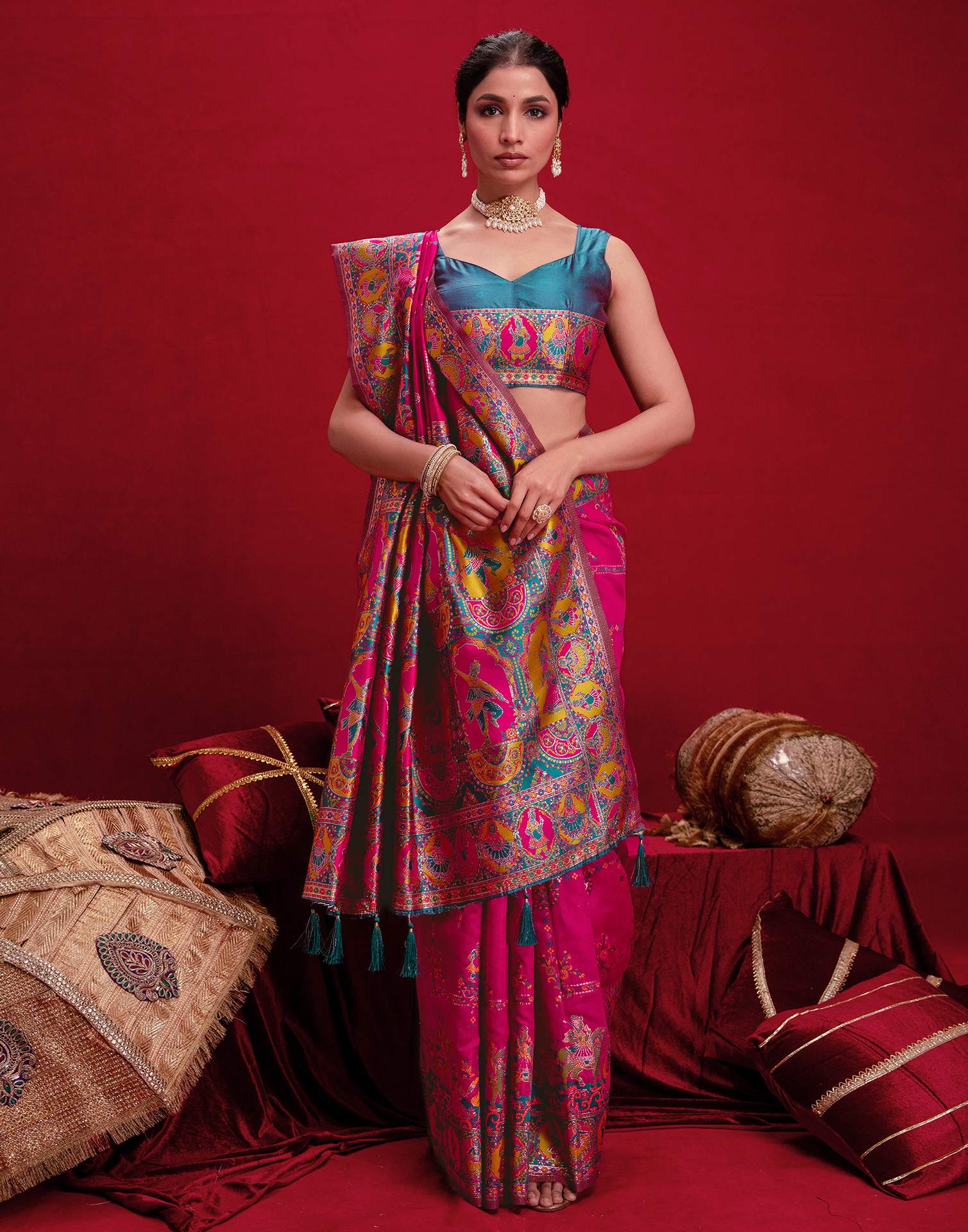 Rani Pink Silk Woven Paithani Saree