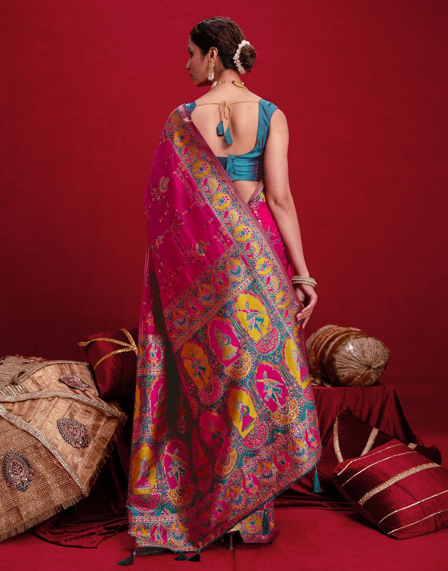 Rani Pink Silk Woven Paithani Saree